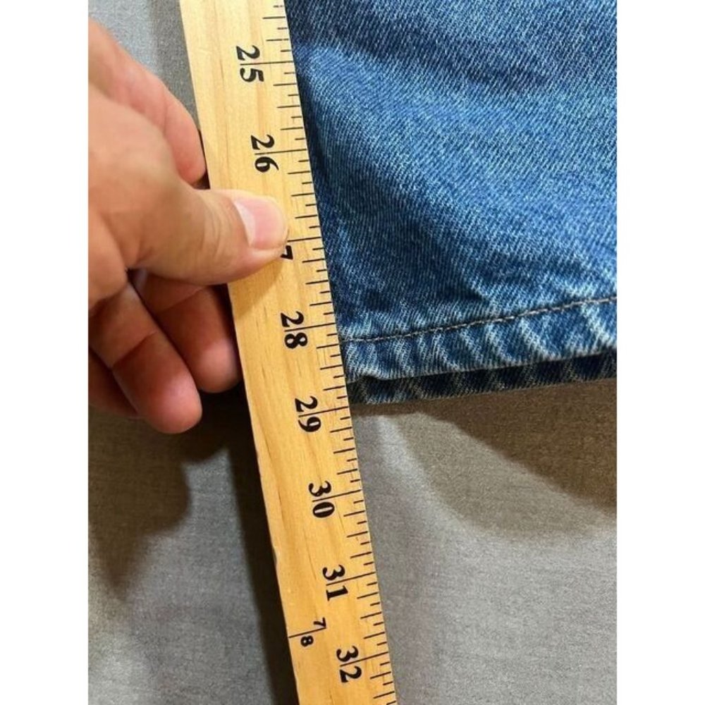 L.L.Bean Insulated Pants Womens 16 Blue Denim Belted Pocketed 34x29 - Picture 9 of 10
